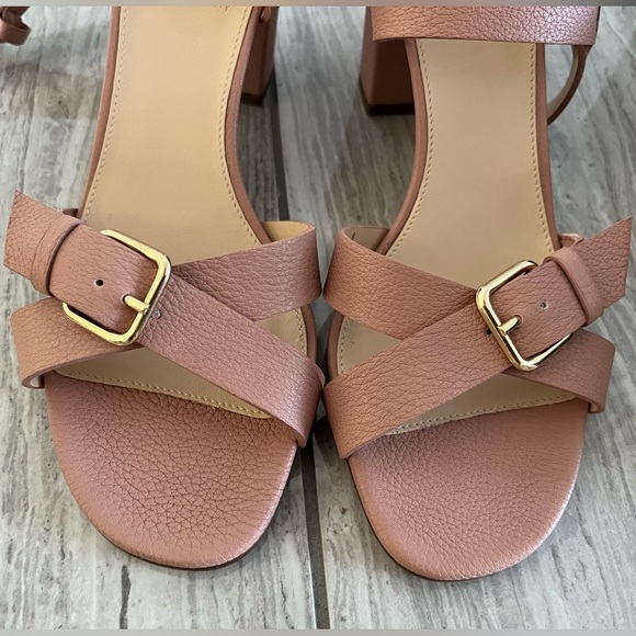 J. Crew Buckled Mid-heel Sandals pink sand size 8.5 - Picture 3 of 9